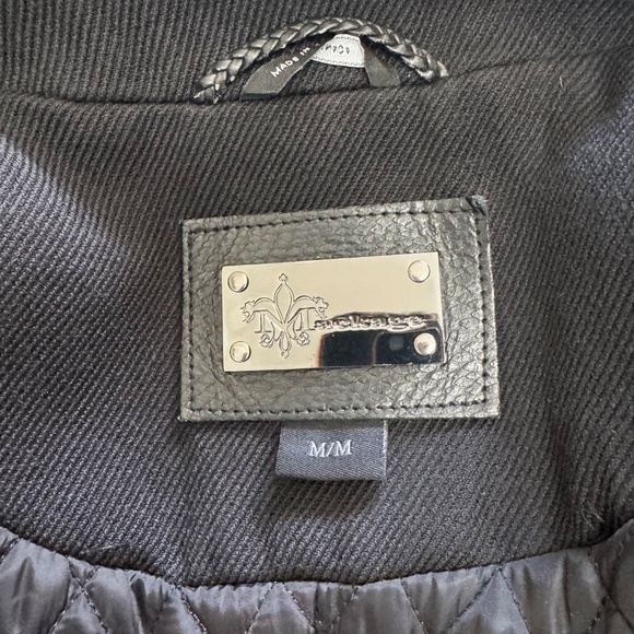 Mackage  Canada Black Trench Coat leather with wool SZ - Picture 9 of 16